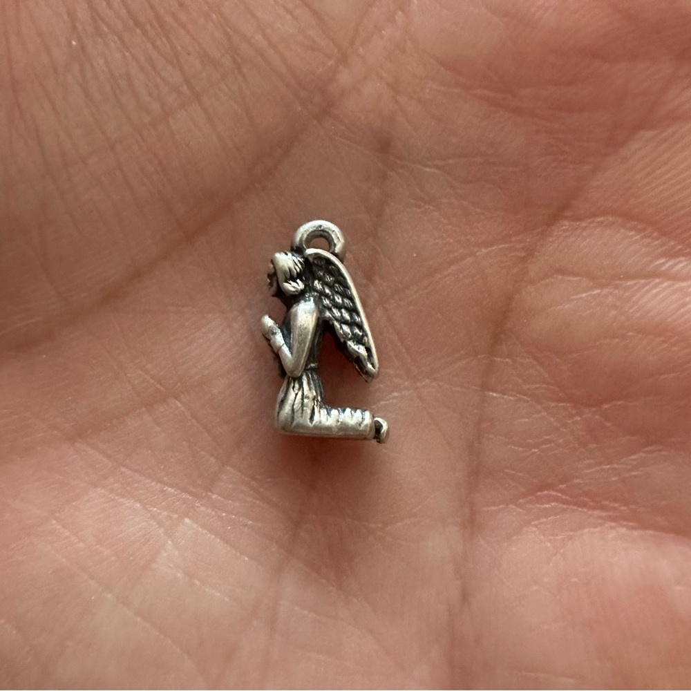 Retired James Avery Sterling Silver Kneeling Angel Charm - Praying Angel